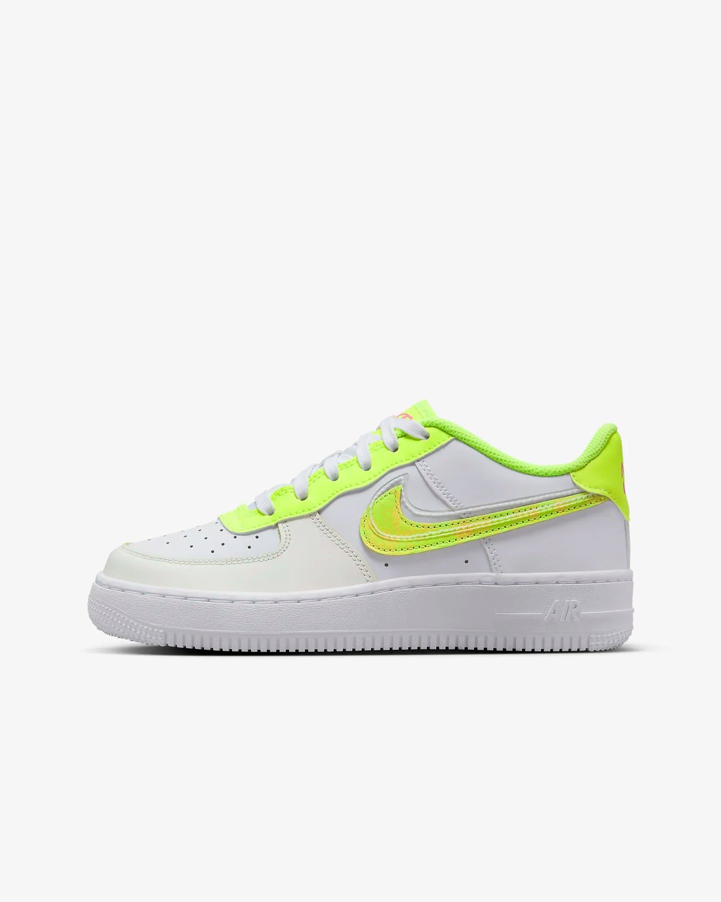Nike Air Force 1 '07 white and green low-top sneakers with the iconic Nike swoosh logo.