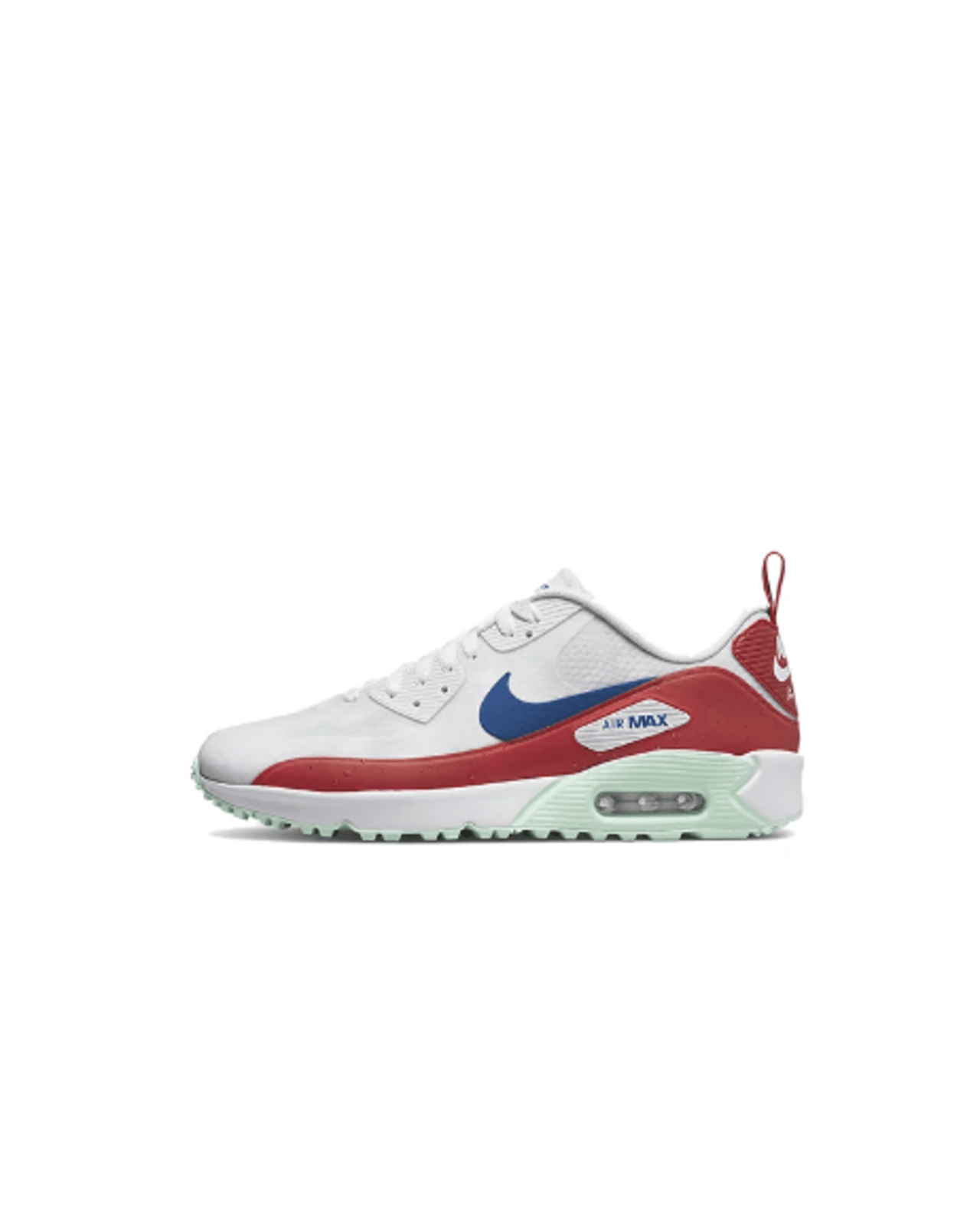 vue latérale, baskets de golf avec unité Air visible.