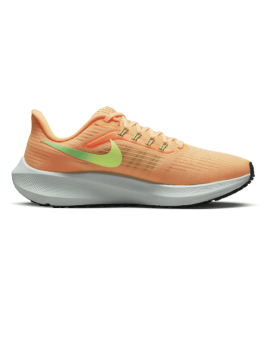 A pair of women's Nike Air Zoom Pegasus running shoes in orange color with a visible Nike logo.